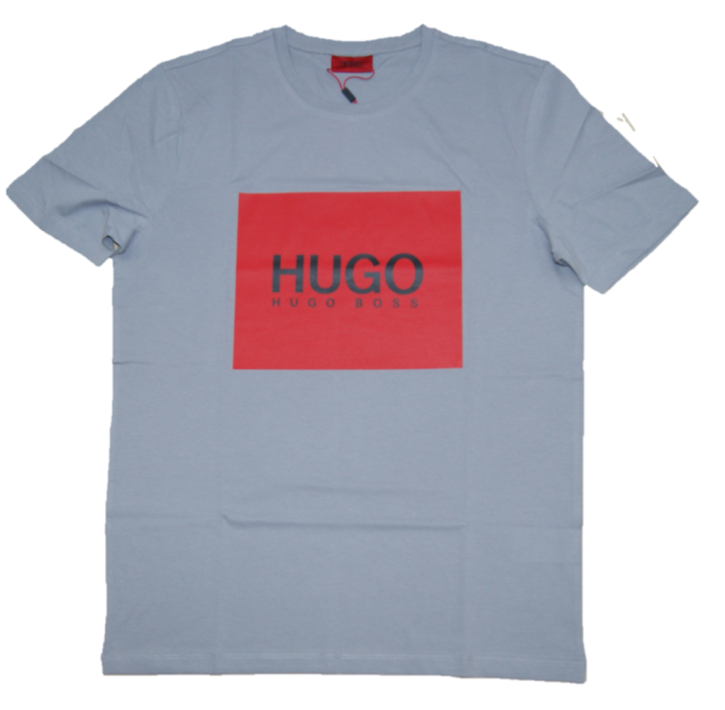 HUGO T-Shirt DOLIVE 194 aus Baumwolle mit quadratischem Logo grau 034