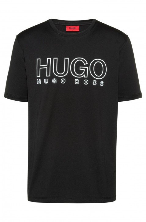 HUGO T-Shirt Dolive-U202 aus Baumwolle mit Rundhalsausschnitt und reflektierendem Logo schwarz 001 XXL