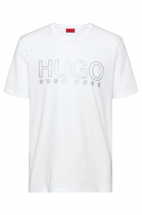 HUGO T-Shirt Dolive-U202 aus Baumwolle mit Rundhalsausschnitt und reflektierendem Logo weiss 100