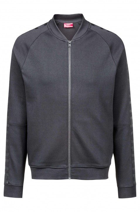 HUGO Bomberjacke DOMBER aus Baumwolle mit Logo-Tape an den Ärmeln Farbe grau 085