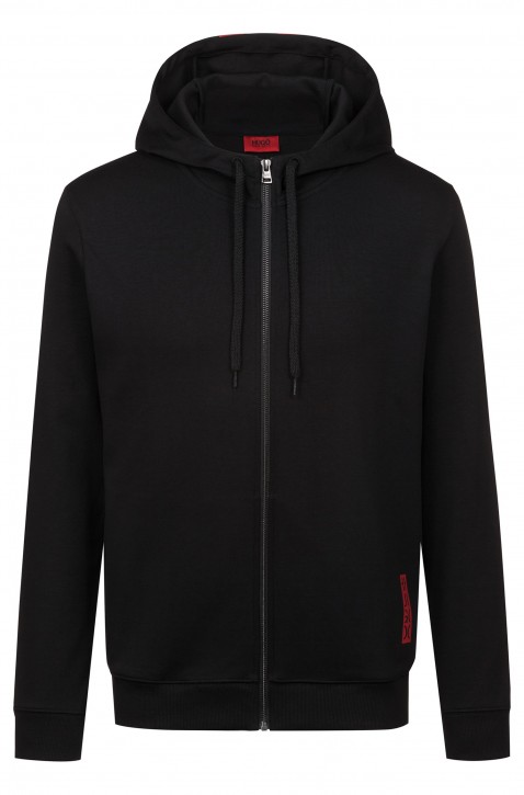 HUGO Kapuzen-Sweatjacke  DONDY aus Baumwolle mit abgeschnittenem Logo-Print schwarz XXL