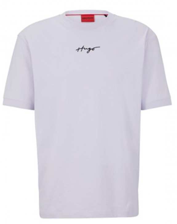 Hugo Relaxed-Fit T-Shirt Dontevideo aus Baumwolle mit handgeschriebenem Logo flieder 535 M