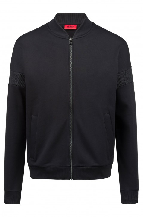 HUGO Sweatjacke DORLEANS aus Baumwolle mit Mesh-Einsatz Farbe schwarz 001 XXL