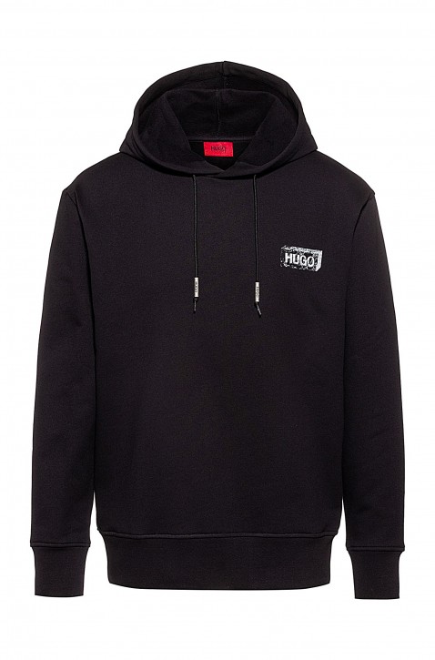 HUGO Oversized Kapuzen-Sweatshirt Downsville mit Artwork der Saison schwarz 001