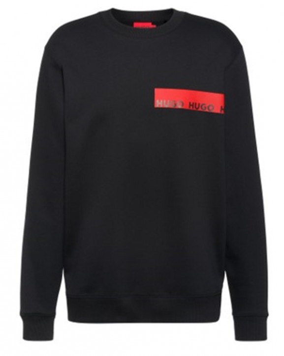Hugo Relaxed-Fit Sweatshirt Dranach aus Baumwolle mit rotem Logo-Tape schwarz 001 M