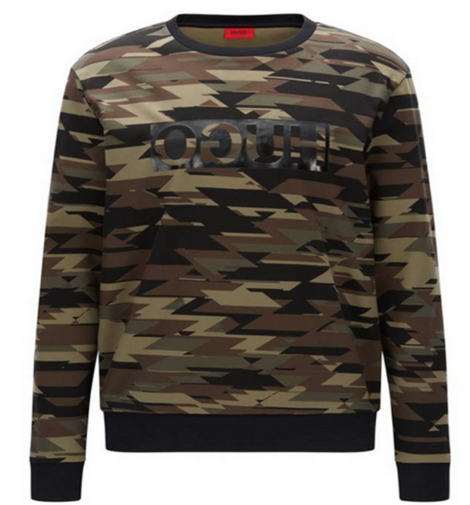 HUGO Oversize Sweatshirt DRIGGS aus Baumwolle mit Camouflage-Print Farbe tarn 306