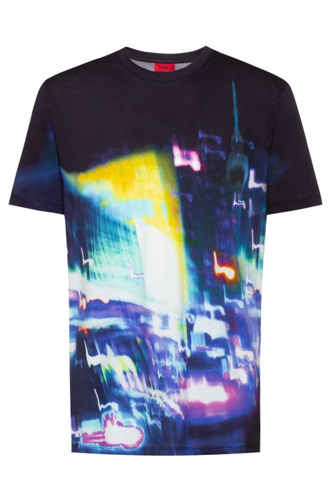 HUGO T-Shirt DUCY aus Baumwolle mit urbaner Grafik schwarz 001