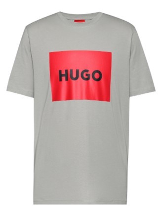 Hugo T-Shirt Dulive222 aus Baumwolle mit rotem Logo-Etikett grau 030