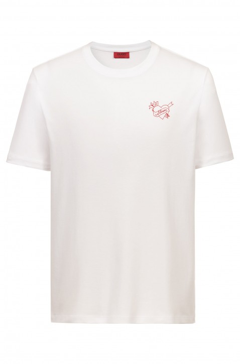 HUGO T-Shirt DUMMY aus Pima-Baumwolle mit Tatoo Motiv weiss 100