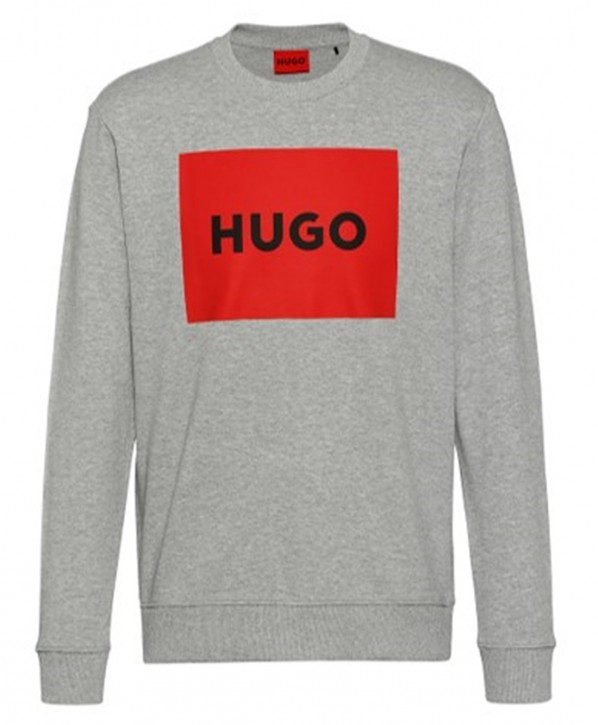Hugo Pullover Duragol222 aus Baumwoll-Terry mit rotem Logo-Print dunkelgrau 029 M