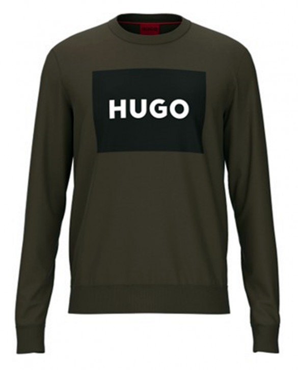 Hugo Pullover Duragol222 aus Baumwoll-Terry mit rotem Logo-Print oliiv 303 M