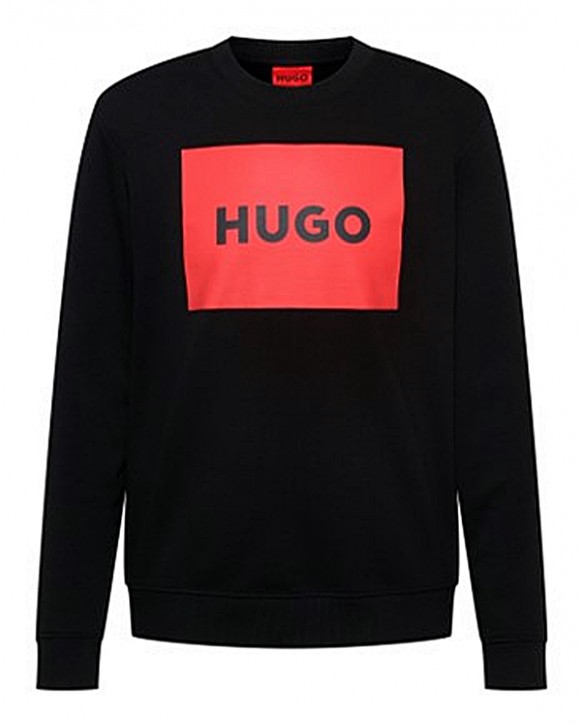 Hugo Pullover Duragol222 aus Baumwoll-Terry mit rotem Logo-Print schwarz 001