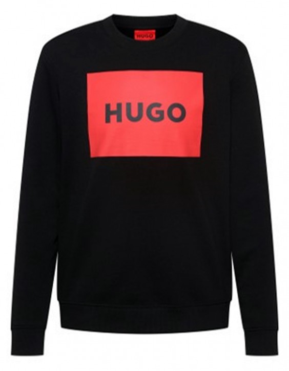 Hugo Pullover Duragol222 aus Baumwoll-Terry mit rotem Logo-Print schwarz 002 M