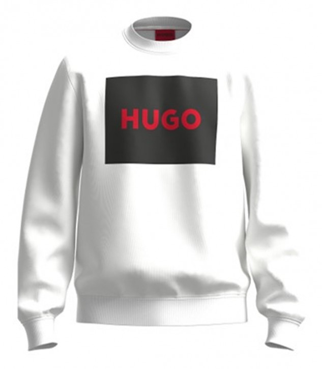 Hugo Pullover Duragol222 aus Baumwoll-Terry mit rotem Logo-Print Farbe weiß 127 M