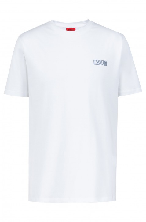 HUGO T-Shirt DURNED-U5 aus Baumwolle mit Reversed-Logo und Rundhalsausschnitt weiss