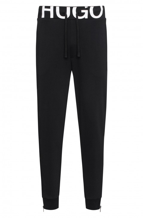 HUGO Regular-Fit Jogginghose Duros aus Baumwoll-Jersey mit Logo-Bund Farbe 001