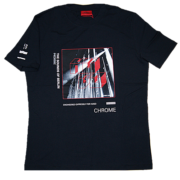 HUGO T-Shirt DWEET aus Baumwolle mit Artwork Print the sound of berlin noise schwarz 001