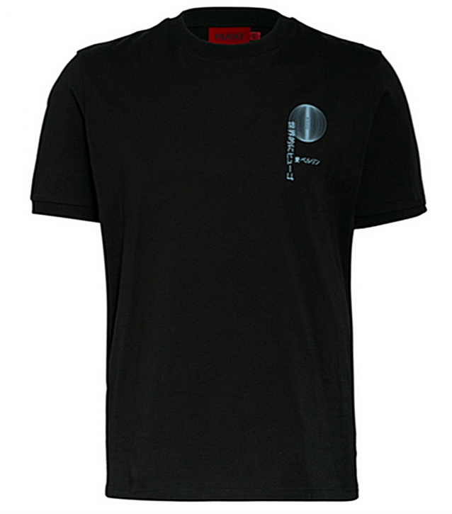HUGO T-Shirt Dafu aus Bio-Baumwolle mit asiatischem Artwork schwarz 001