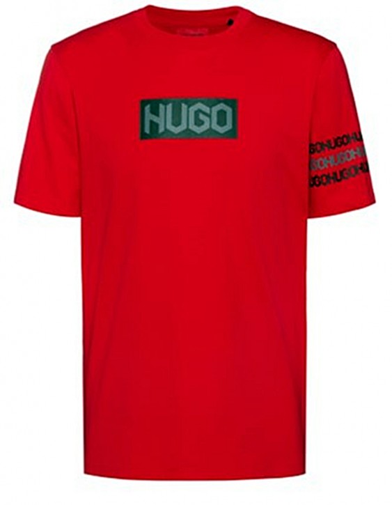 HUGO T-Shirt Dake aus Baumwolle mit Reifenprofil-Logos rot 693 M