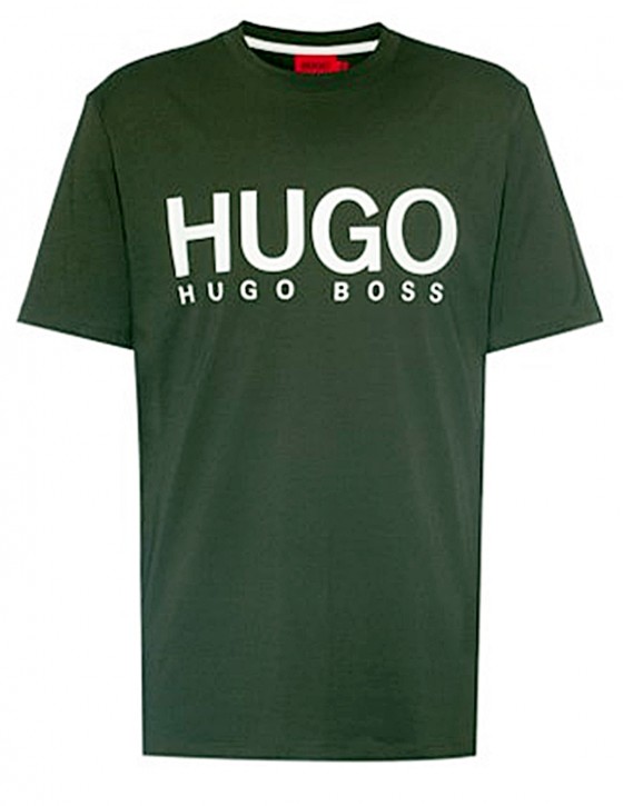 HUGO T-Shirt DOLIVE212 aus Single Jersey mit Logo-Print grün 306