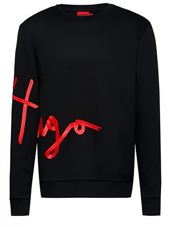 Hugo Boss Sweatshirt Dollins aus Bio-Baumwolle mit handgeschriebener Logo-Stickerei schwarz 001 M
