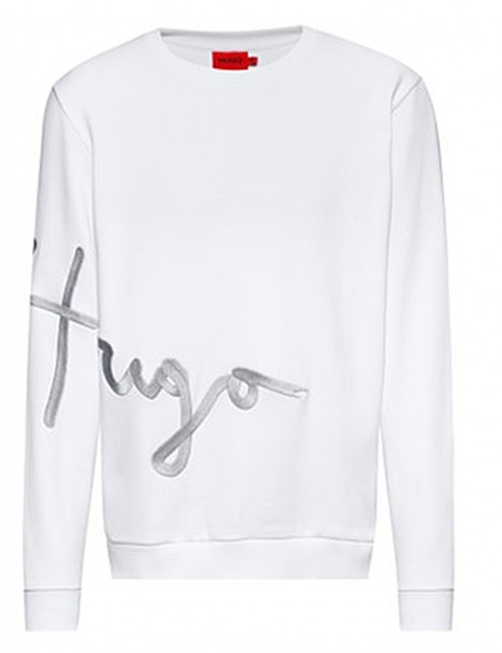 Hugo Boss Sweatshirt Dollins aus Bio-Baumwolle mit handgeschriebener Logo-Stickerei Weiß 100