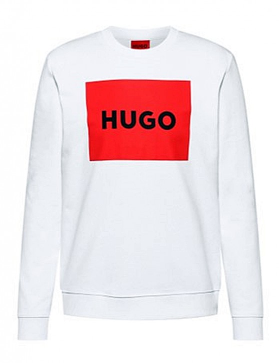 Hugo Pullover Duragol222 aus Baumwoll-Terry mit rotem Logo-Print weiß 100
