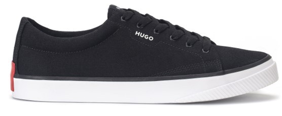 Hugo Sneakers Dyer_Tenn_cv aus Canvas mit rotem Logo-Patch und Gummisohle schwarz 001
