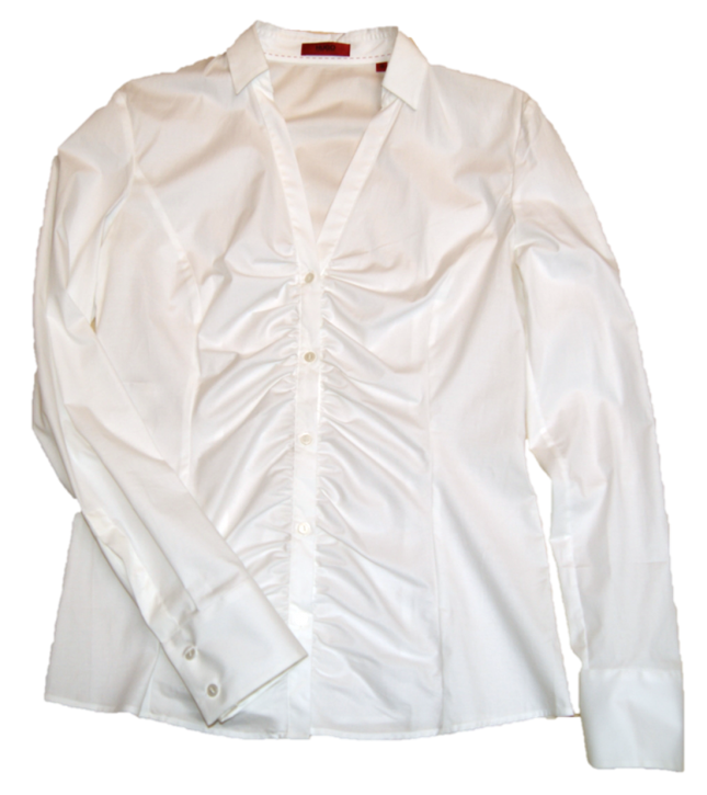 HUGO Bluse EDMA mit V-Ausschnitt und Kragen  Farbe weiss 199