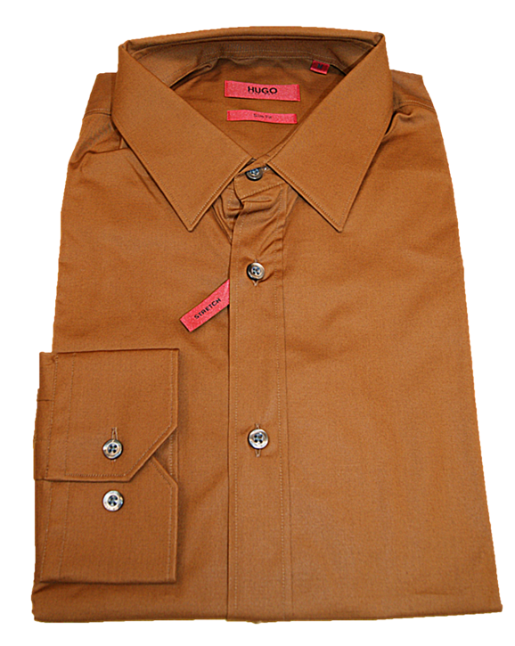 HUGO Slim-Fit Hemd ELISHA aus Baumwoll Stretch Farbe braun 216