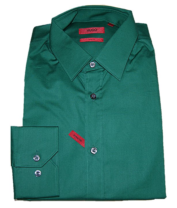 HUGO Slim-Fit Hemd ELISHA aus Baumwoll Stretch Farbe grün 317