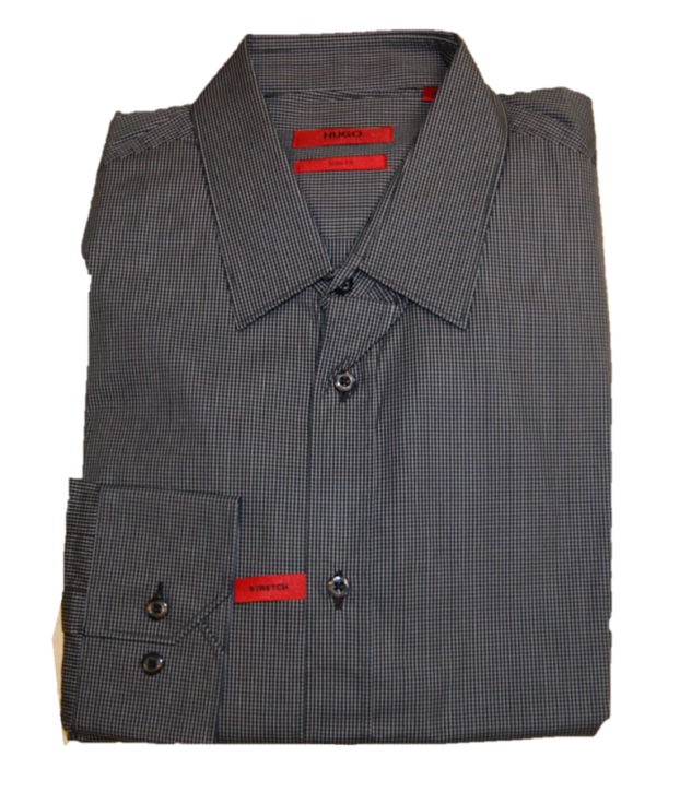 HUGO Slim-Fit Karo Hemd ELISHA aus Baumwolle mix Qualität  schwarz  001