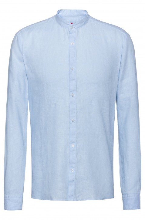HUGO Extra Slim-Fit ELVORINI Leinen-Hemd mit Stehkragen hellblau 459