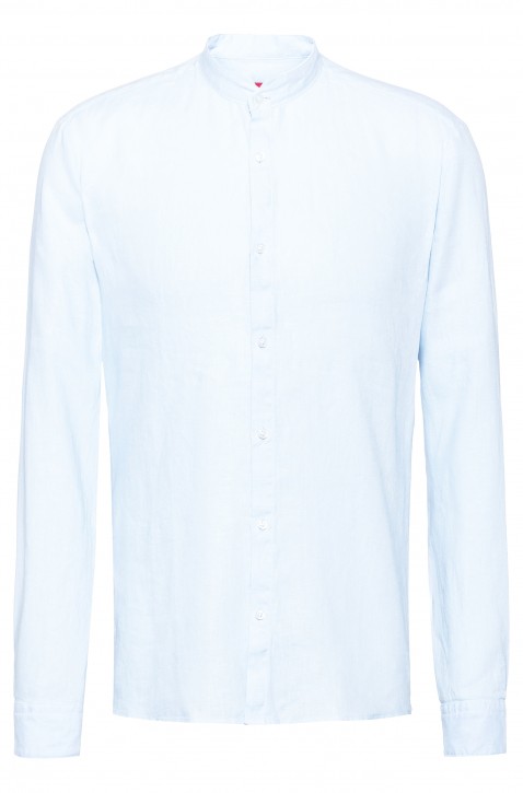 HUGO Extra Slim-Fit Leinen-Hemd ELVORINI mit Stehkragen weiss 199
