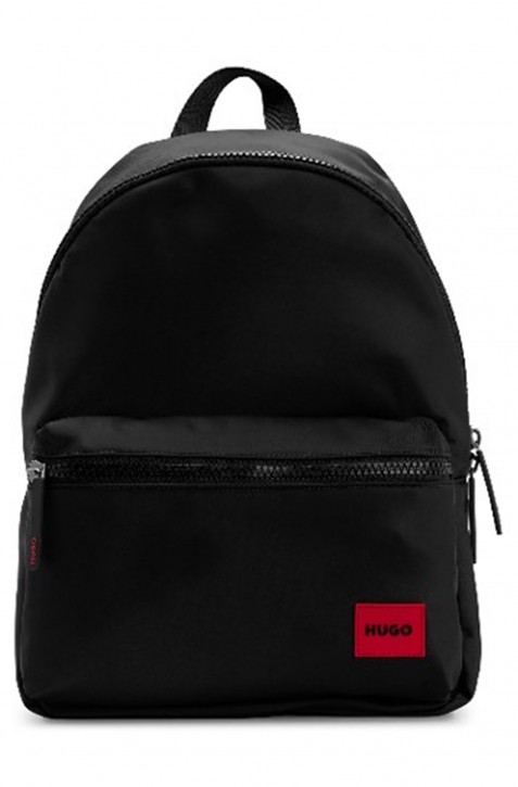 Hugo Rucksack Ethon 2.0N_Backpack aus recyceltem Gewebe mit rotem Logo-Etikett schwarz 002