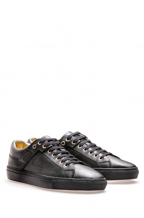 HUGO Sneaker Futurism_Tenn_grpl1 aus gewalktem und glattem Leder schwarz 001 45