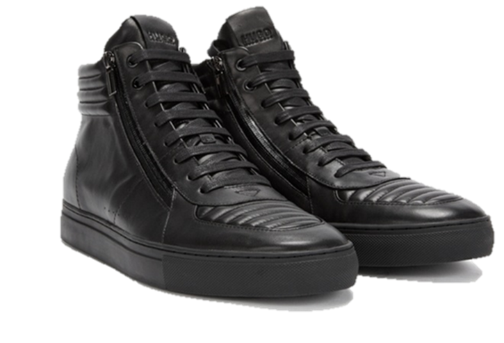 HUGO Hightop Sneaker Futurism_Hito_ltmtzp aus gepolstertem Nappaleder mit Schnürung Farbe schwarz 001