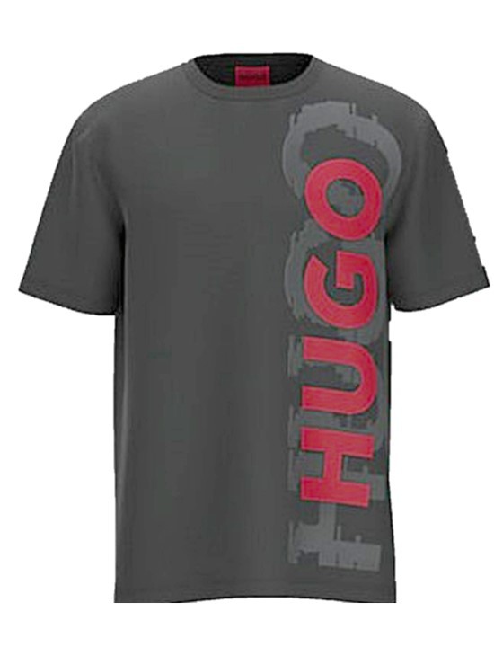 HUGO HERREN T-Shirt Dansovino aus Bio-Baumwolle mit Rundhalsausschnitt und Transition-Logo Grau 069