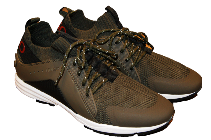 HUGO Sneakers Hybrid_Runn_knmx im Laufschuh-Stil mit Vibram-Sohlen und Stricksocken darkgreen 45