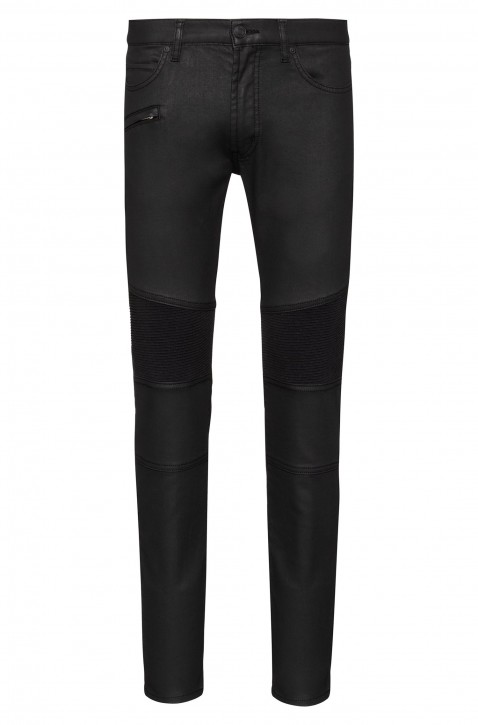 HUGO Skinny-Fit Biker-Jeans HUGO 734/54 aus beschichtetem Stretch-Denim schwarz