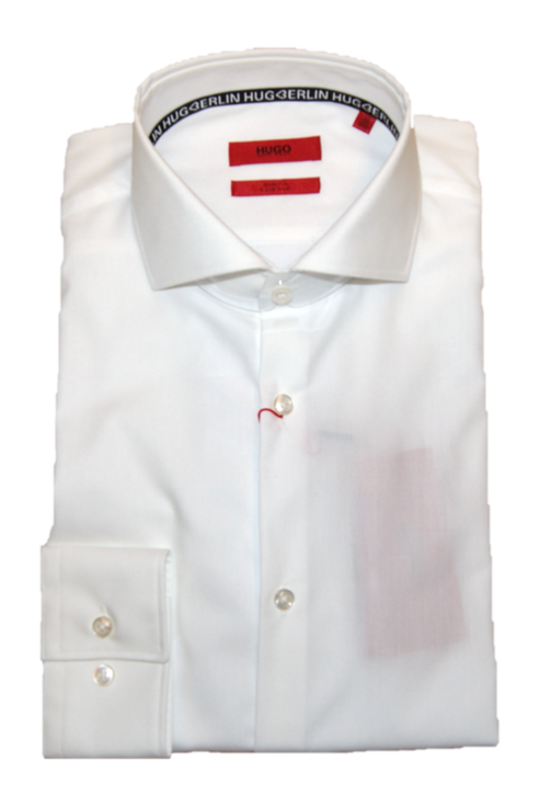 HUGO Slim-Fit Hemd KASON aus bügelleichter Baumwolle mit HUGOBERLIN Logo weiss 100