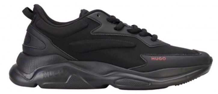 Hugo Sneakers Leon_Runn_nypu aus verschiedenen Materialien mit tonalen und kontrastfarbenen Logos schwarz 001