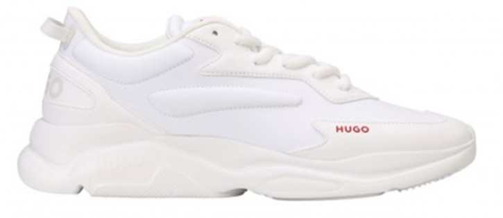 Hugo Sneakers Leon_Runn_nypu aus verschiedenen Materialien mit tonalen und kontrastfarbenen Logos weiß 100