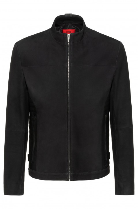 HUGO Extra Slim-Fit Bikerjacke LORDI aus Leder mit Velours-Finish schwarz 001