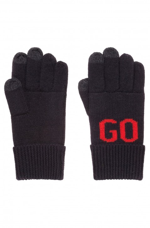 HUGO Handschuhe Men-W 18 aus Woll-Mix mit Touchscreen-Funktion und Logo SCHWARZ 001