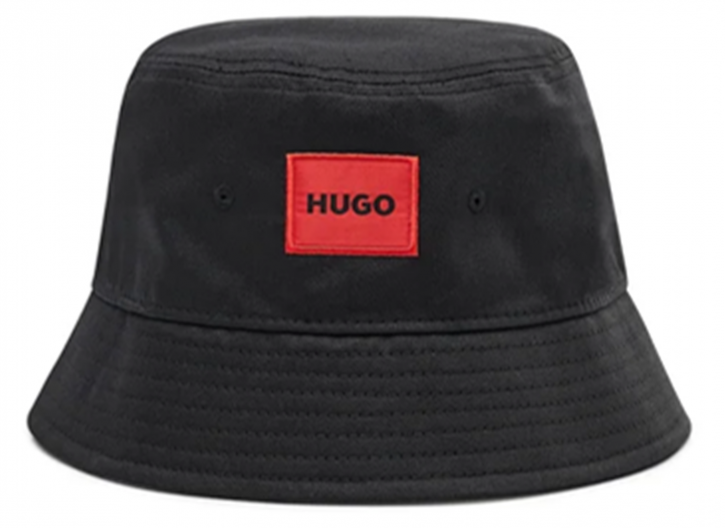 Hugo  Fischer hut MEN-X584-RL aus Twill mit rotem Logo-Label schwarz 001