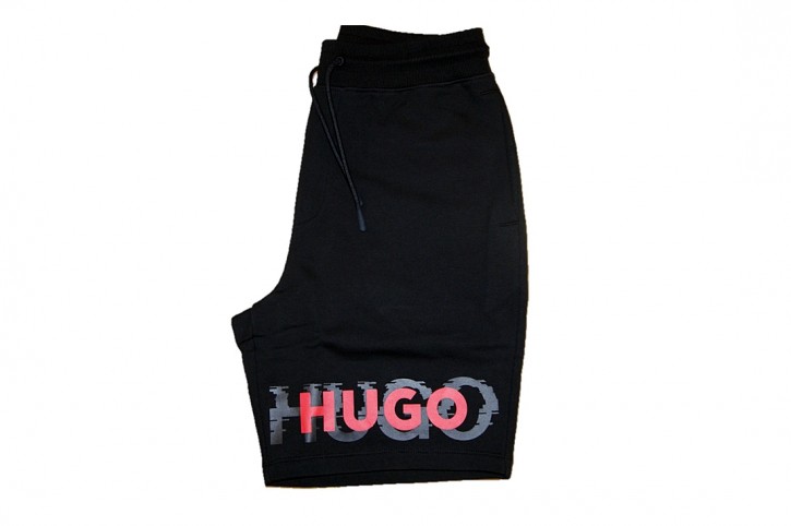 HUGO Dilton Baumwoll-Shorts aus French Terry mit Logo Schwarz 001