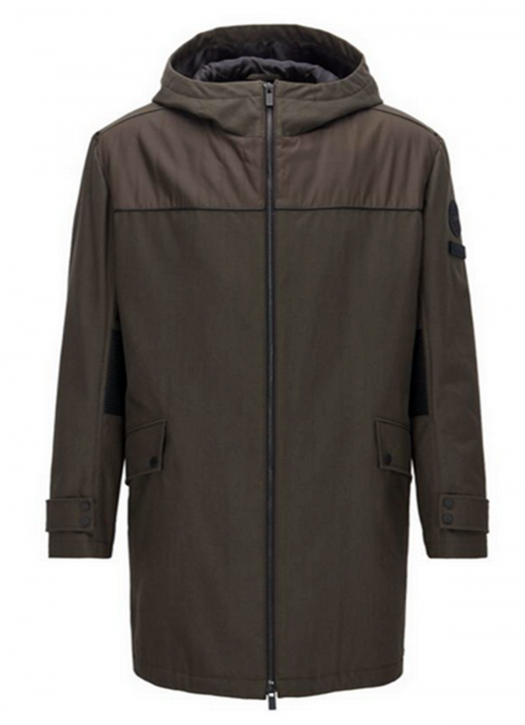 HUGO Regular-Fit Parka MERAT aus Stretch-Baumwolle Farbe grün 306