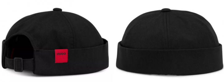 Hugo Fischermütze Men-X 587 aus Baumwoll-Twill mit rotem Logo-Etikett schwarz 001