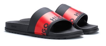 Hugo In Italien gefertigte SlidesMatch_it_Slid_str  mit rotem Logo-Tape schwarz 006 45